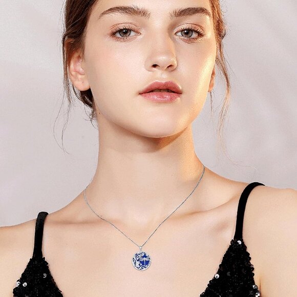 Sterling Silver Dragonfly Necklace with Lapis Lazuli, 18+2in Chain, Gift Box - Picture 2 of 7